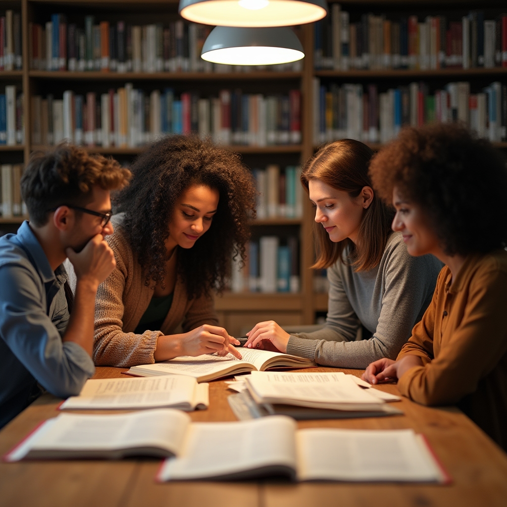 Membrii echipei Welunmorix lucrând într-o bibliotecă